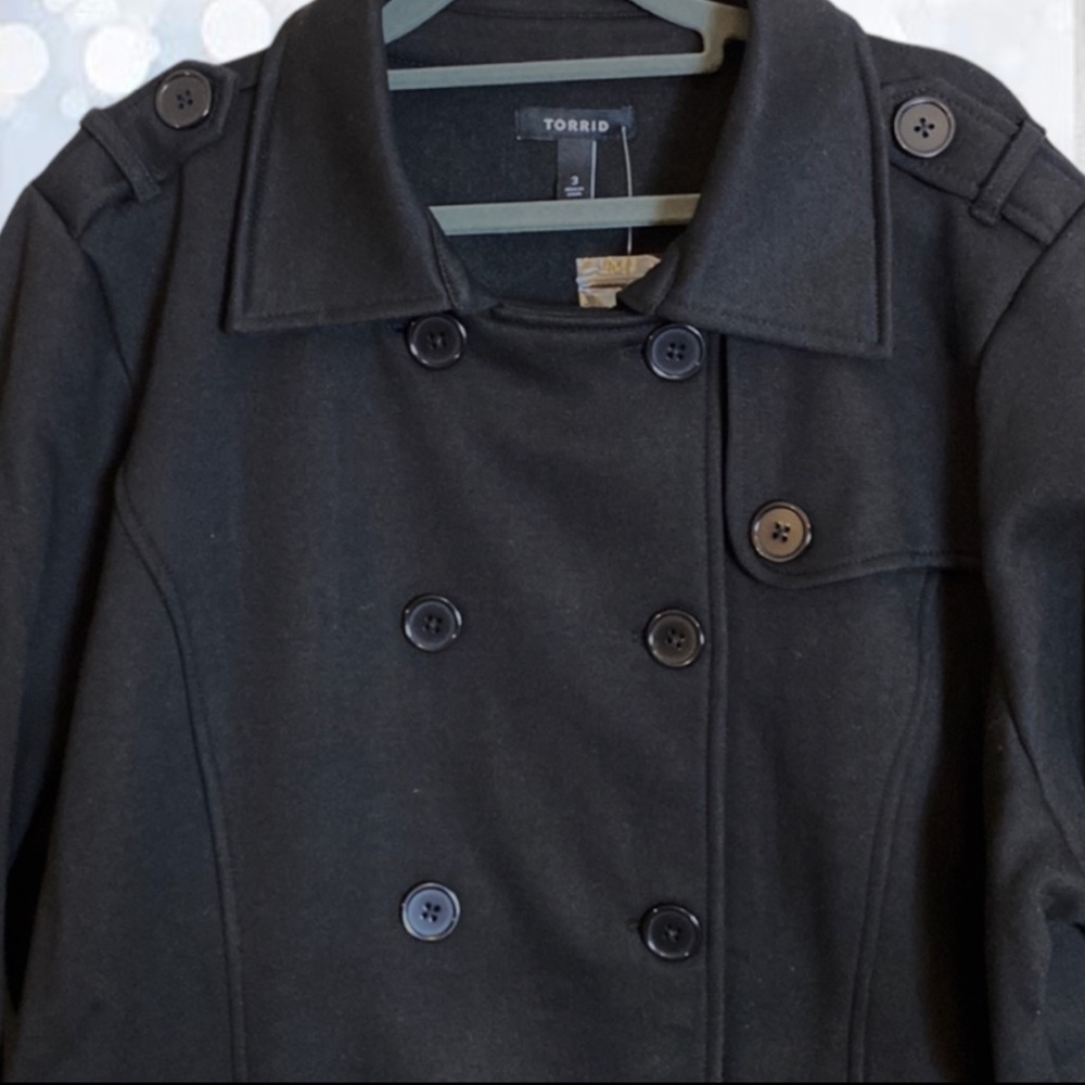 Torrid Black Fleece Peacoat Jacket Sizes: 1 1XL NEW - Picture 12 of 16